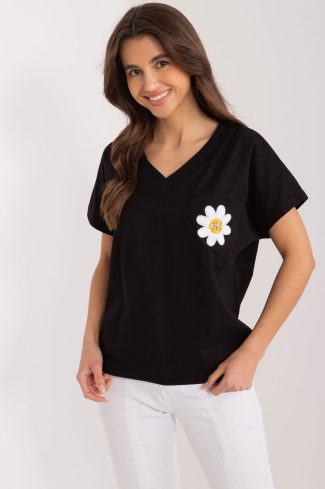 Black Blouse in Women`s Blouses, Tunics with Cotton and Spandex