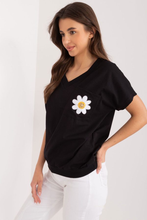 Black Blouse in Women`s Blouses, Tunics with Cotton and Spandex