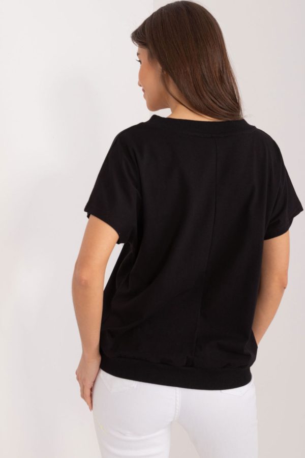 Black Blouse in Women`s Blouses, Tunics with Cotton and Spandex