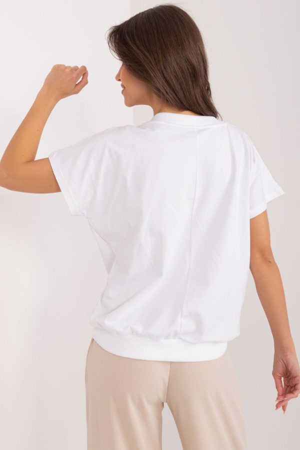 White Blouse in Women`s Blouses, Tunics with Cotton and Spandex