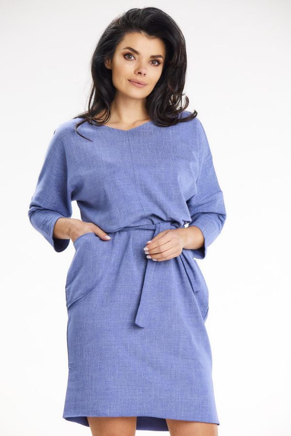 Blue Daydress in Day Dresses with Cotton and Spandex