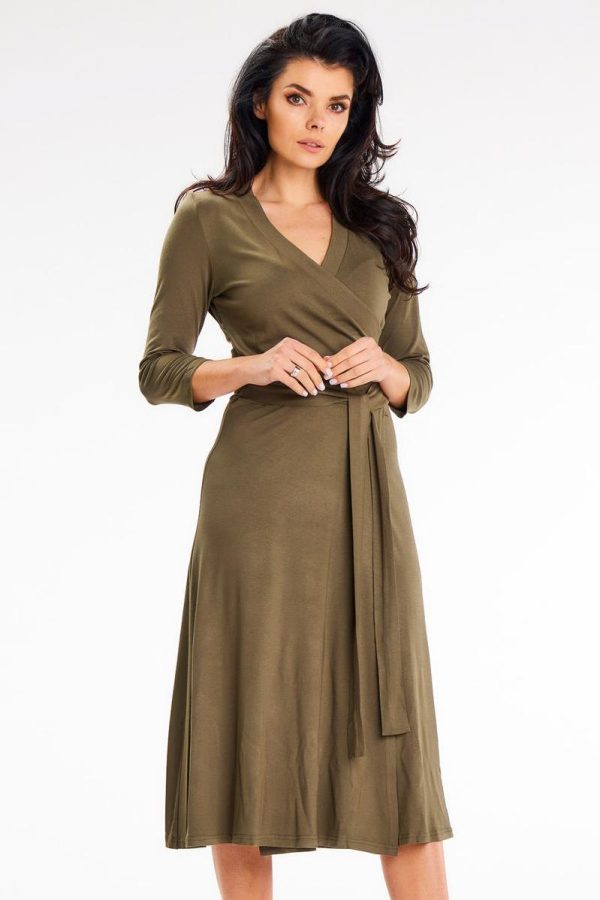 Green Daydress in Day Dresses with Spandex and Viscose