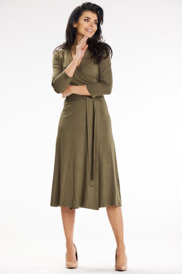 Green Daydress in Day Dresses with Spandex and Viscose