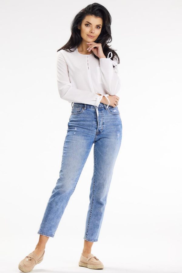 White Blouse in Women`s Blouses, Tunics with Spandex and Polyester