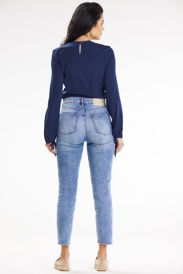 Navy Blue Blouse in Women`s Blouses, Tunics with Spandex and Polyester