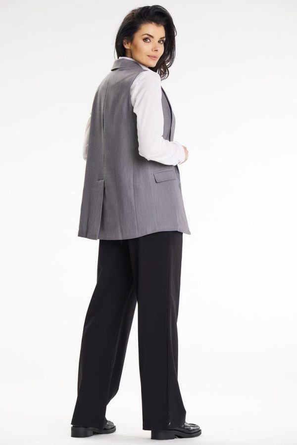 Grey Gilet in Jackets, Vests For Women with Spandex, Polyester and Viscose
