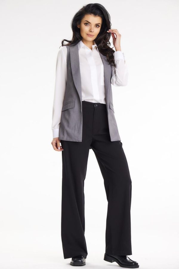 Grey Gilet in Jackets, Vests For Women with Spandex, Polyester and Viscose