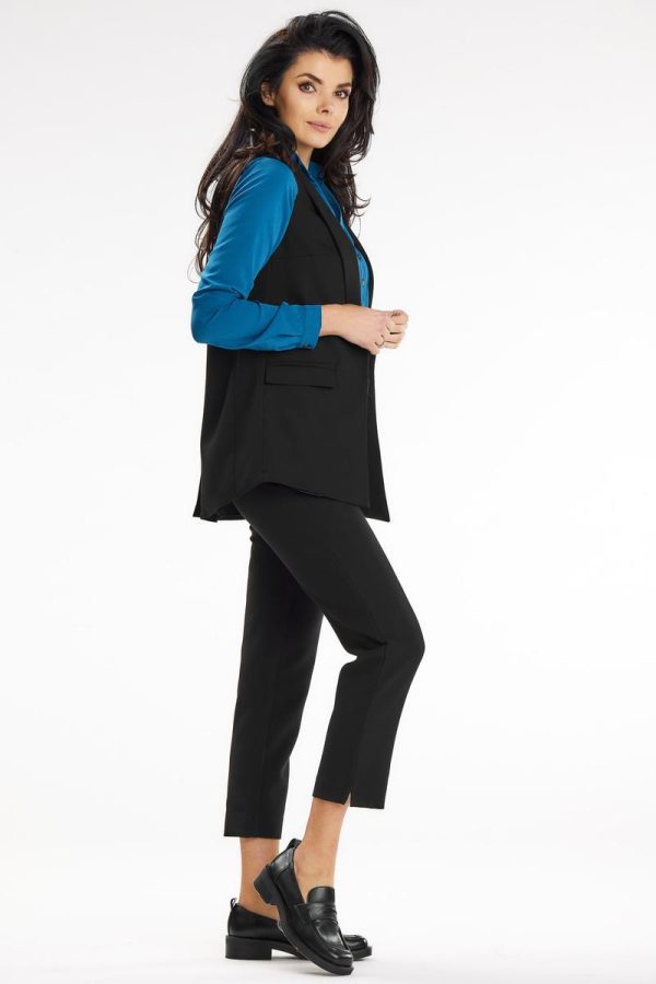 Black Gilet in Jackets, Vests For Women with Spandex, Polyester and Viscose