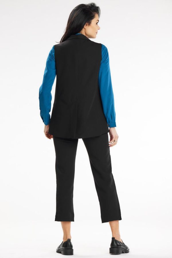 Black Gilet in Jackets, Vests For Women with Spandex, Polyester and Viscose