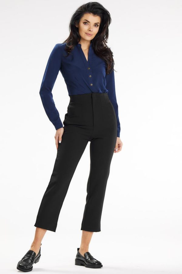 Navy Blue Blouse in Women`s Blouses, Tunics with Spandex and Polyester
