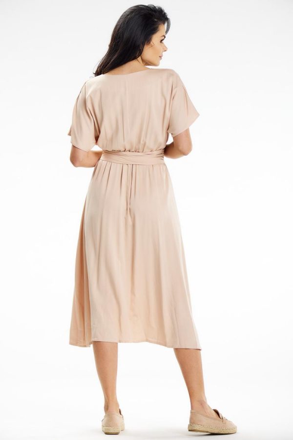 Beige Daydress in Day Dresses with Spandex and Viscose