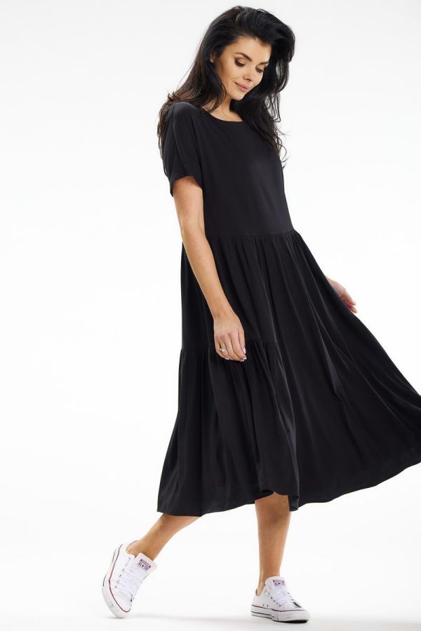 Black Daydress in Day Dresses with Spandex and Viscose