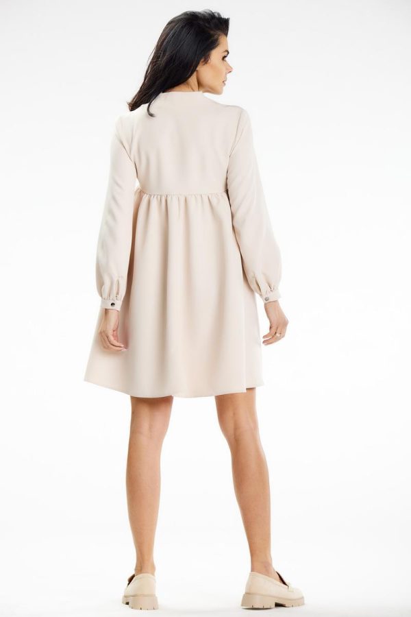 Beige Daydress in Day Dresses with Spandex and Polyester