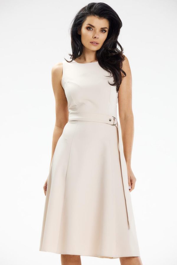 Beige Daydress in Day Dresses with Spandex and Polyester