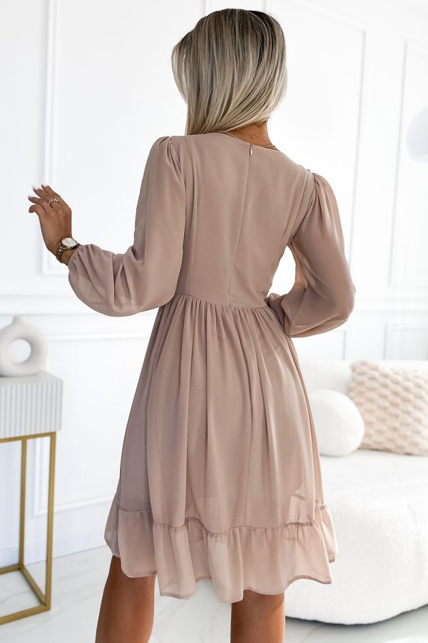Beige Cocktail Dress in Formal Dresses, Cocktail Dresses with Spandex and Polyester
