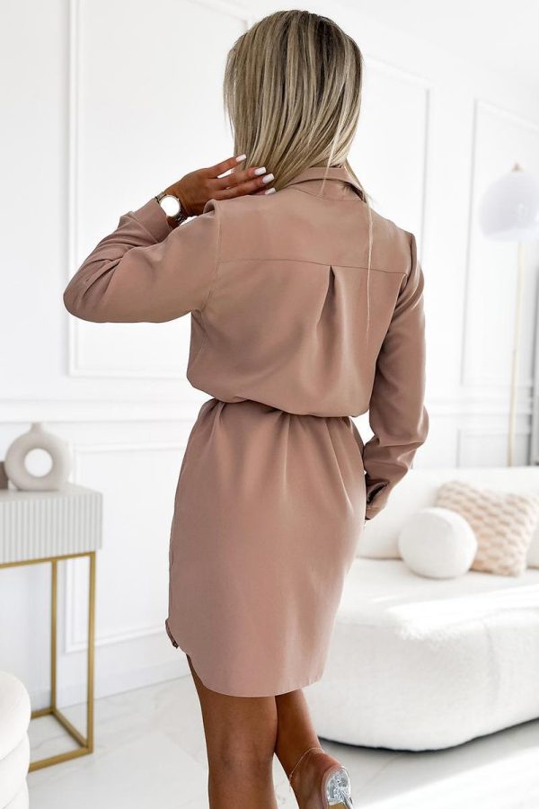 Beige Daydress in Day Dresses with Spandex and Polyester