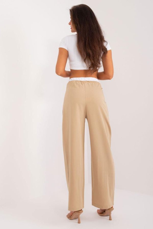 Brown Women Trousers in Pants, Trousers, Shorts with Spandex, Polyester and Viscose