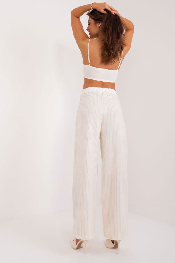 Beige Women Trousers in Pants, Trousers, Shorts with Spandex, Polyester and Viscose