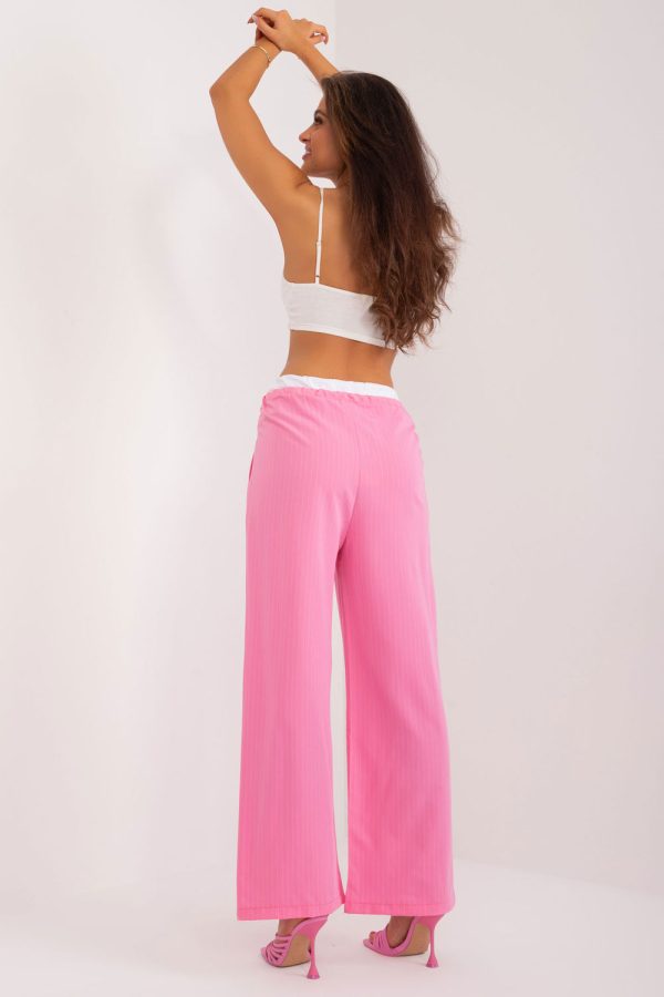 Pink Women Trousers in Pants, Trousers, Shorts with Spandex, Polyester and Viscose