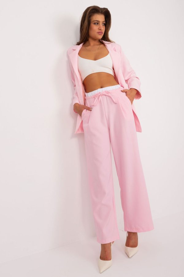 Pink Women Trousers in Pants, Trousers, Shorts with Spandex, Polyester and Viscose