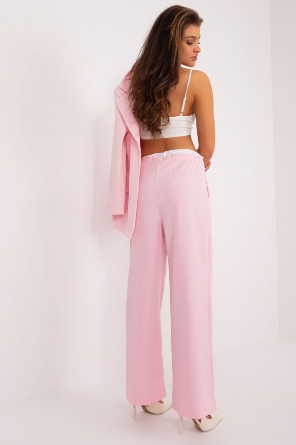 Pink Women Trousers in Pants, Trousers, Shorts with Spandex, Polyester and Viscose