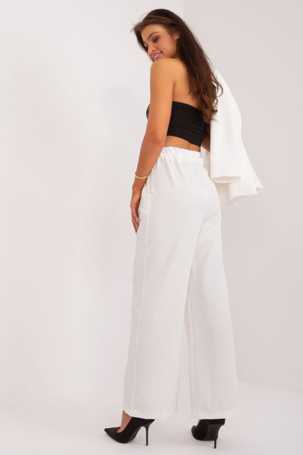 Beige Women Trousers in Pants, Trousers, Shorts with Spandex, Polyester and Viscose
