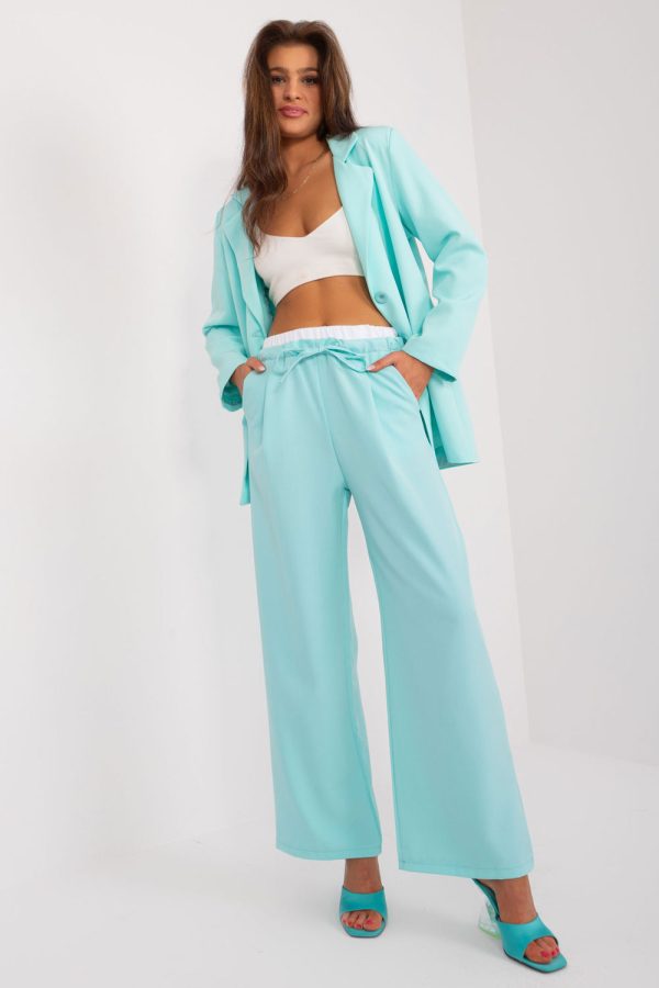 Green Women Trousers in Pants, Trousers, Shorts with Spandex, Polyester and Viscose