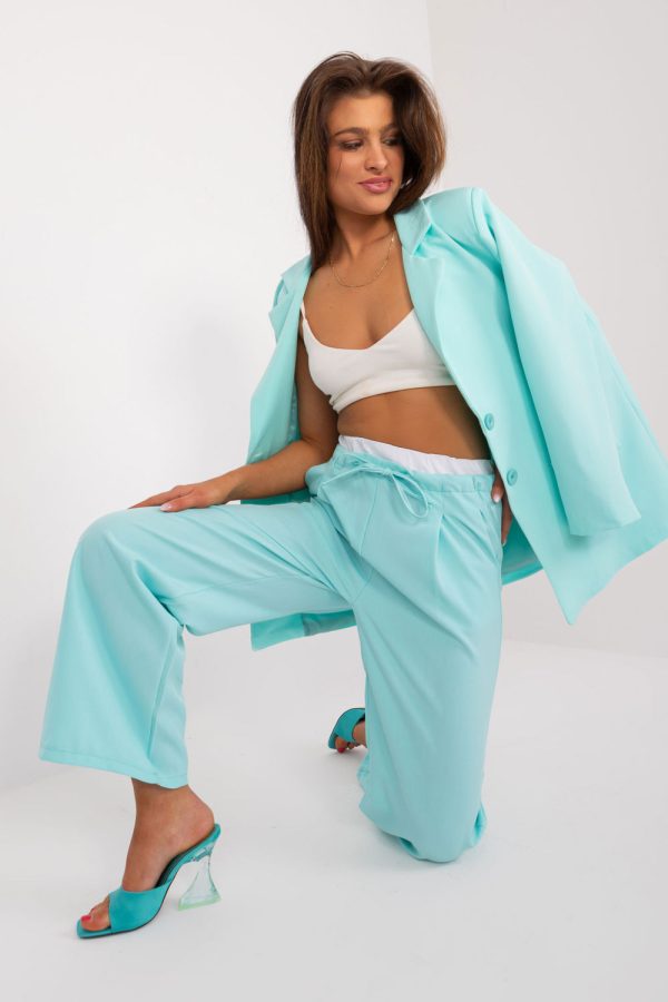 Green Women Trousers in Pants, Trousers, Shorts with Spandex, Polyester and Viscose
