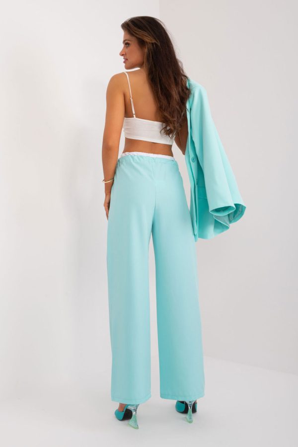 Green Women Trousers in Pants, Trousers, Shorts with Spandex, Polyester and Viscose