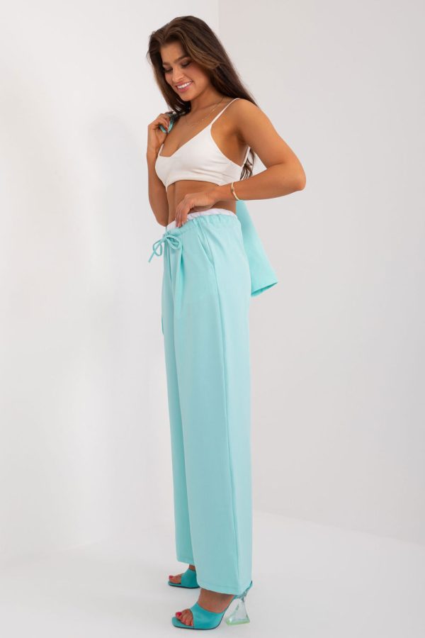 Green Women Trousers in Pants, Trousers, Shorts with Spandex, Polyester and Viscose