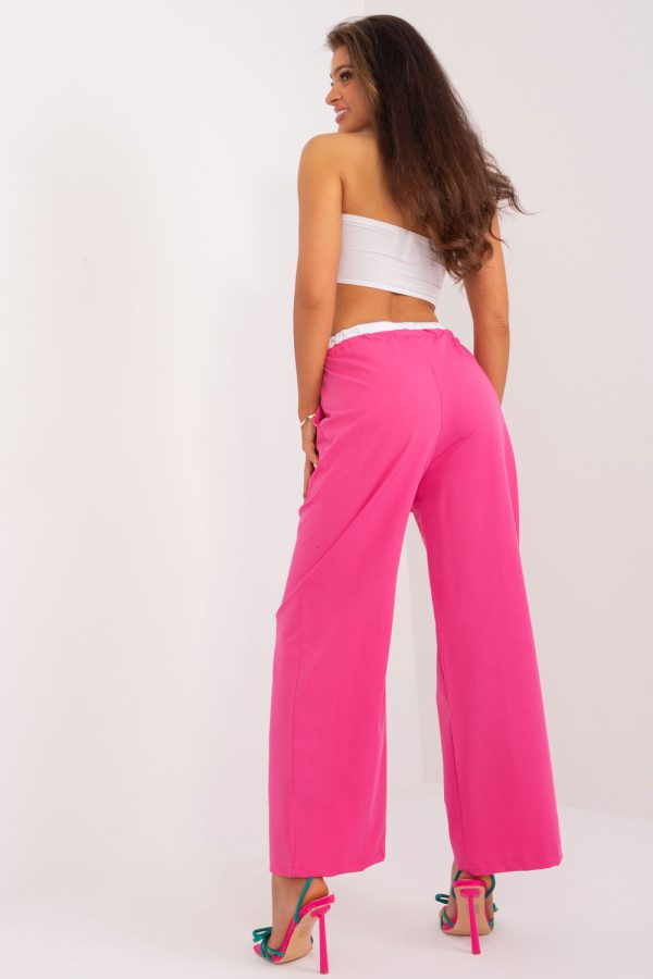 Pink Women Trousers in Pants, Trousers, Shorts with Spandex, Polyester and Viscose