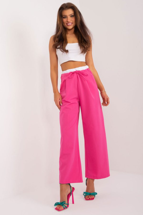 Pink Women Trousers in Pants, Trousers, Shorts with Spandex, Polyester and Viscose