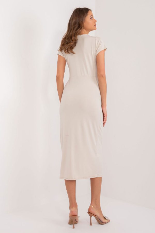 Beige Daydress in Day Dresses with Spandex and Polyester