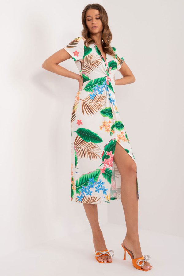 Beige Daydress in Day Dresses with Spandex and Polyester