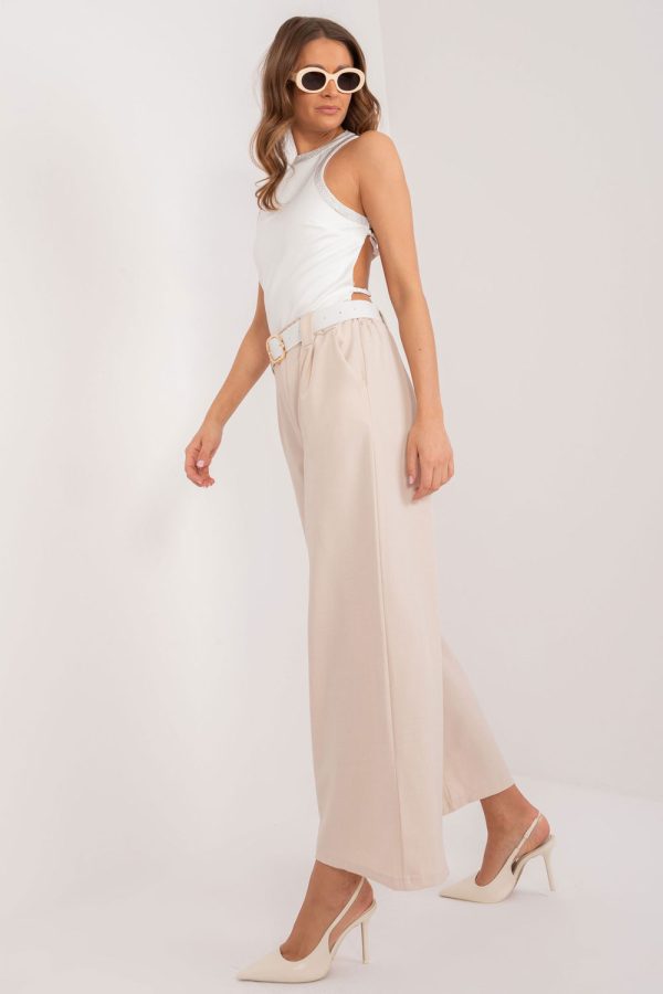 Beige Women Trousers in Pants, Trousers, Shorts with Spandex and Polyester