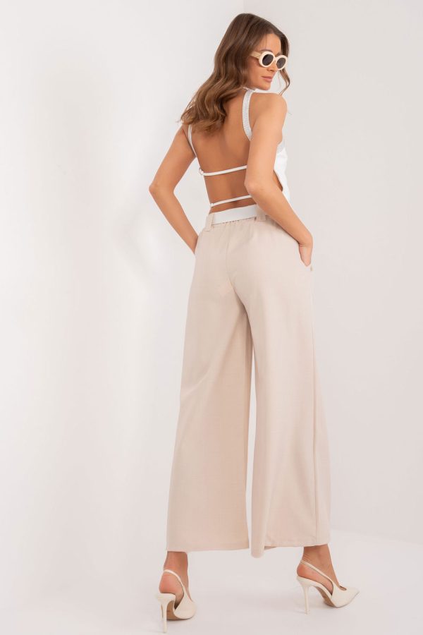 Beige Women Trousers in Pants, Trousers, Shorts with Spandex and Polyester