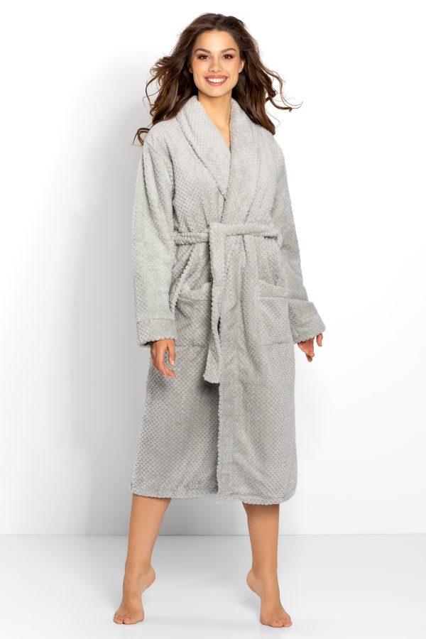 Grey Bathrobe in Dressing Gowns, Bathrobes For Women with Polyester