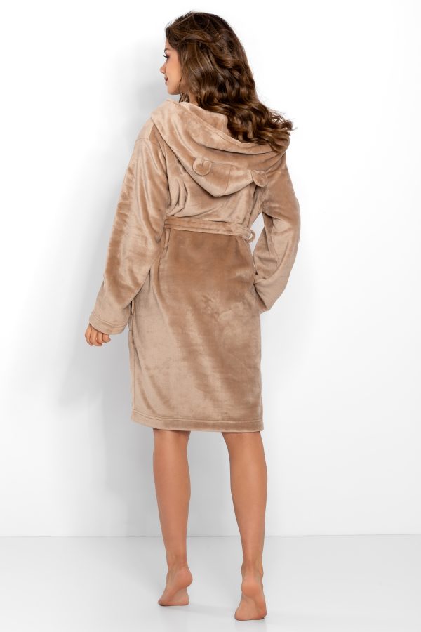 Beige Bathrobe in Dressing Gowns, Bathrobes For Women with Polyester