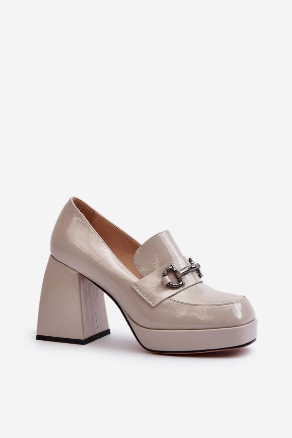 Grey Heeled Low Shoes...Fabric, Footbed, Upper Height, Heel Height and Platform Height
