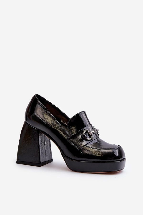 Black Heeled Low Shoes...Fabric, Footbed, Upper Height, Heel Height and Platform Height