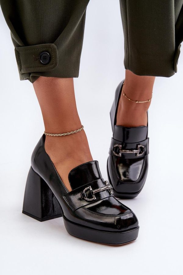 Black Heeled Low Shoes...Fabric, Footbed, Upper Height, Heel Height and Platform Height