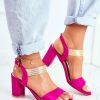 1027869.jpg Pink Heel Sandals in Sandals & Flip-Flops For Women with Fabric, Footbed and Heel Height