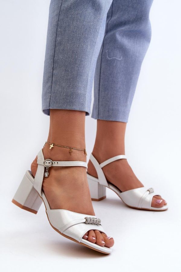 Grey Heel Sandals in Sandals & Flip-Flops For Women with Fabric, Footbed and Heel Height