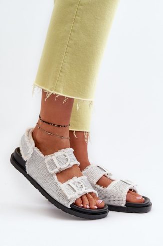 1027914.jpg White Sandals in Sandals & Flip-Flops For Women with Fabric, Footbed and Platform Height