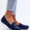 Navy Blue Mocassin in Moccasins, Loafers with Fabric, Footbed, Upper Height and Sole Height