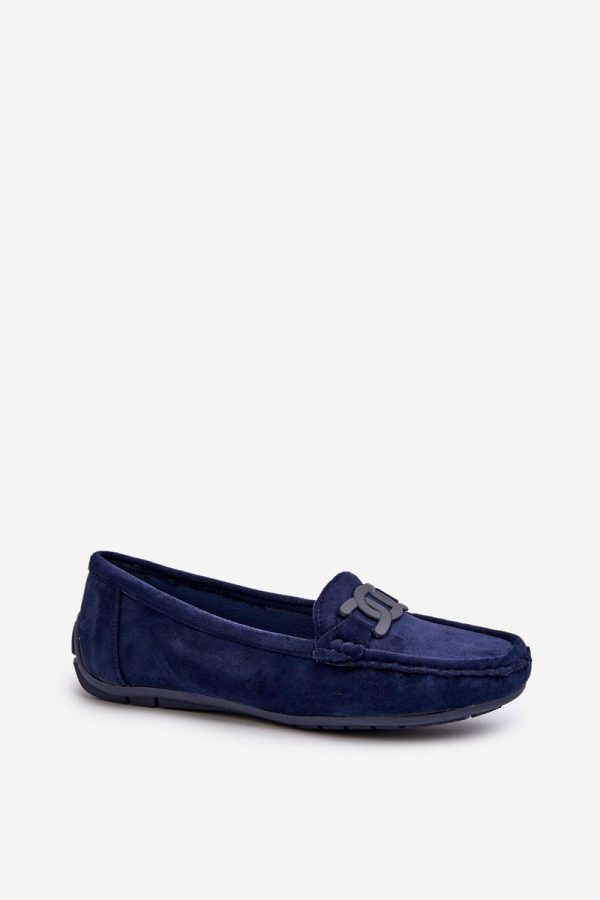 Navy Blue Mocassin in Moccasins, Loafers with Fabric, Footbed, Upper Height and Sole Height