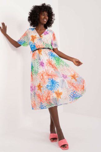 Beige Daydress in Day Dresses with Spandex, Polyester and Viscose