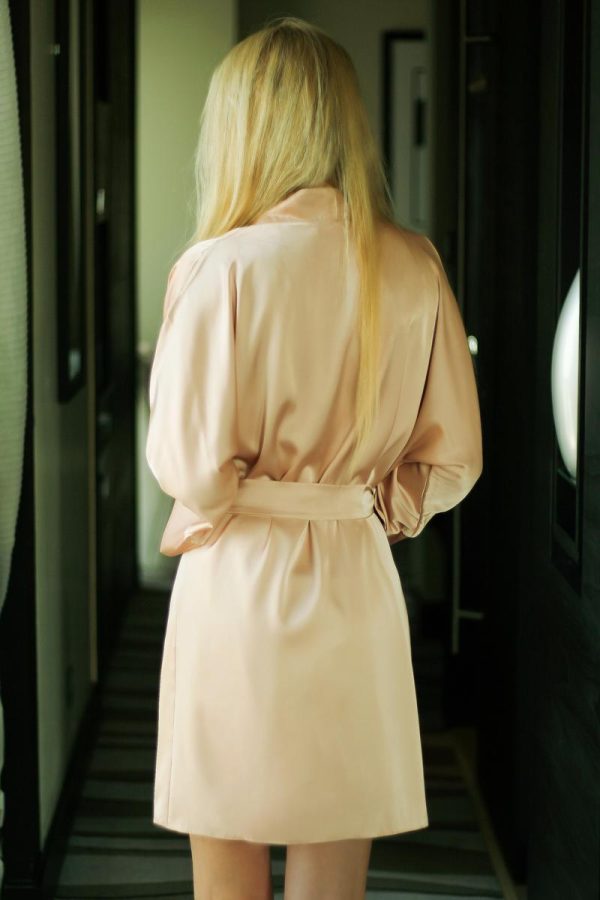 Beige Bathrobe in Dressing Gowns, Bathrobes For Women with Spandex and Polyester