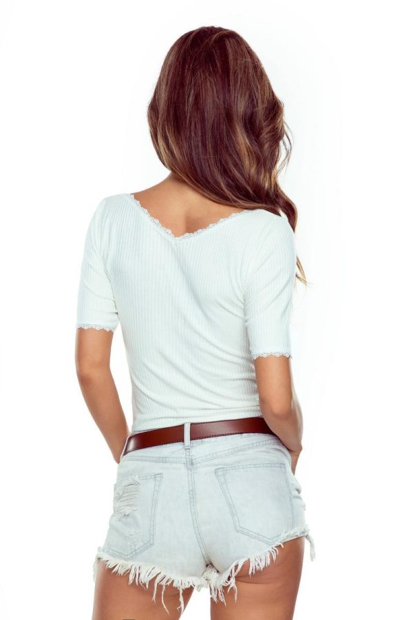 Beige Blouse in Women`s Blouses, Tunics with Cotton, Spandex and Polyamide