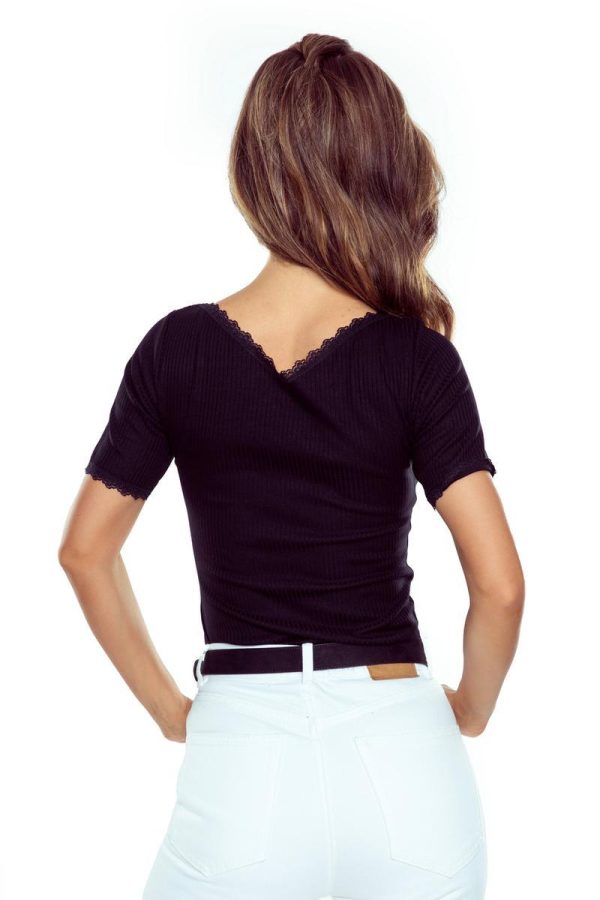 Black Blouse in Women`s Blouses, Tunics with Cotton, Spandex and Polyamide